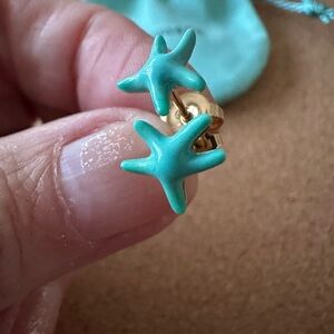 Tiffany & Co. Elsa Peretti Turquoise and 18k Gold Starfish Earrings